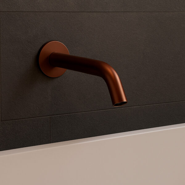 Wall-Mounted Stainless Steel Spout in Satin Inox with Rose Gold Finish