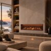 195 cm Black Metal 3D Holographic Built-In Front Fireplace with Realistic Flames – SINED
