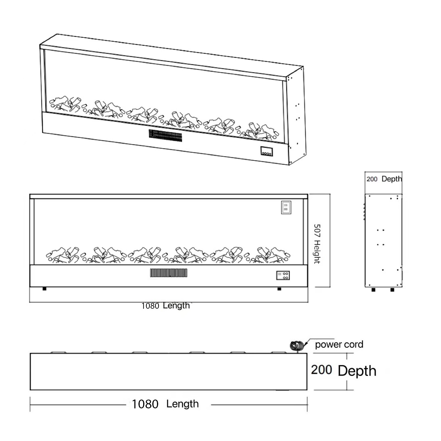 CAMINETTO-ISPICA-108-5 manual controls and included
