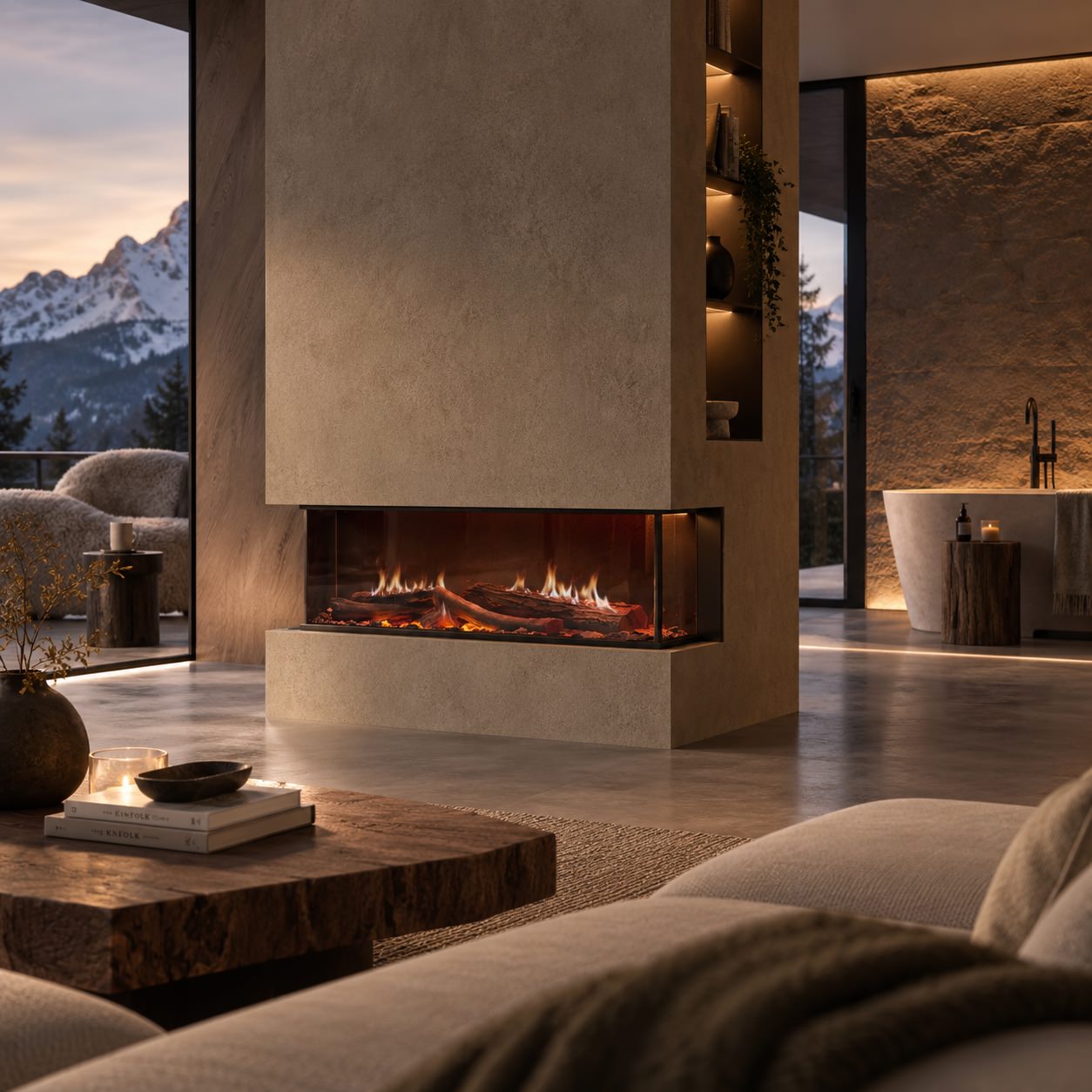 95 cm 3-Sided Holographic Electric Fireplace