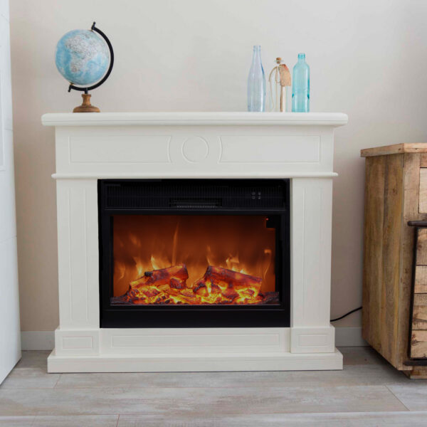 Sined Lipari XXL White Electric Wall Fireplace Complete with spectacular 75cm Sined Panarea insert with realistic flame effect