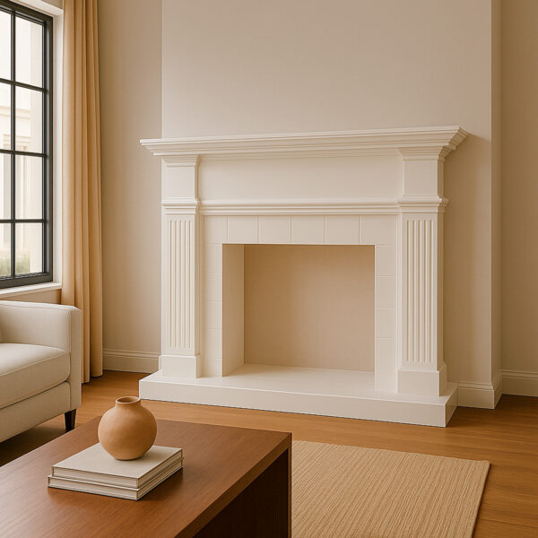 Wooden fireplace frame for Caldera fireplace white high quality made in europe Sined Fireplace Frame Caldera White For Vulcan Electric Fireplace