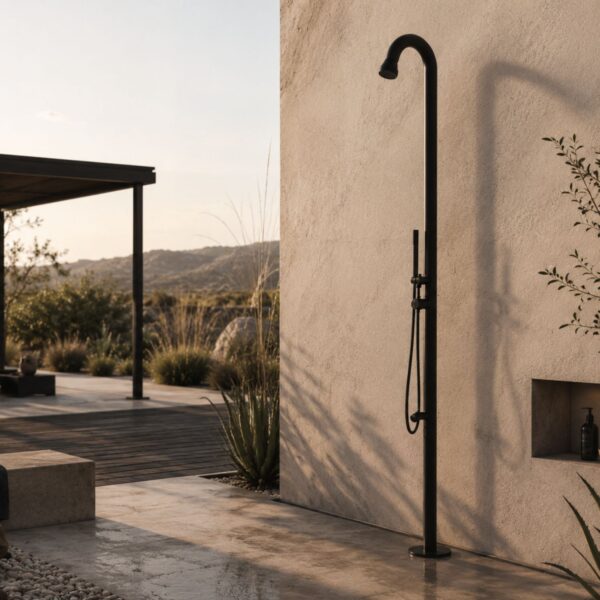 Outdoor and Indoor Shower Sined Bosa In Stainless Steel AISI 316L Black with Overhead Shower