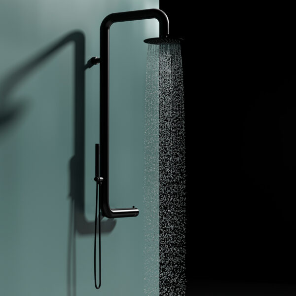 Sined Cabras Black Shower For Wall and Exterior And Interior In 316l Steel Overhead and Hand Shower Mobile. For Intensive Use