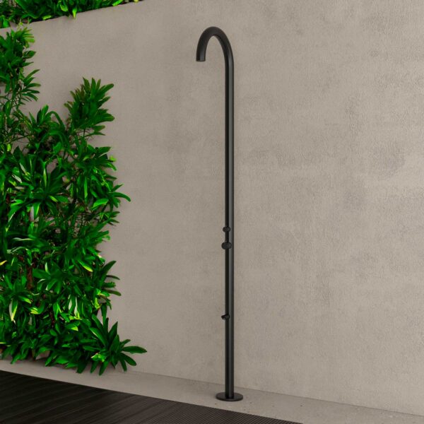 BLACK OLBIA: Black Stainless Steel 316L SINED Outdoor Shower