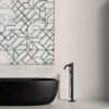 Black Floor-mounted Bathtub Faucet With Movable Showerhead