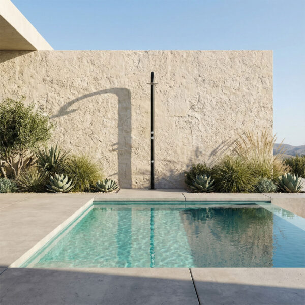 High-Quality Black Stainless Steel Outdoor and Indoor Pool Shower with Mixer and Footwash