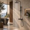 Black 316L Stainless Steel Wall-Mounted Shower with 25 cm Rainfall Head