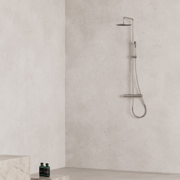 Satin Finish 316L Stainless Steel Wall-Mounted Thermostatic Shower with 25 cm Showerhead and Hand Shower for Indoor and Outdoor Use by SINED