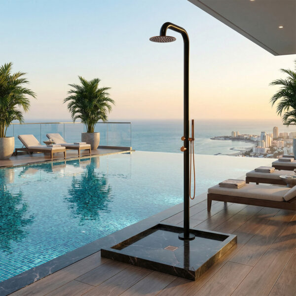 High-Quality Black and Rose Gold Garden Shower with 25cm Rainfall Head