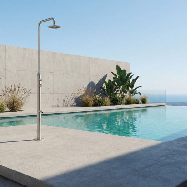 Outdoor Shower in Gun Metal PVD Finished AISI 316L Stainless Steel with 25 cm Head