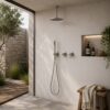 KIT DOCCIA SOFFITTO ACQUA FREDDA CORTO 25 INOX Ambientata 100x100