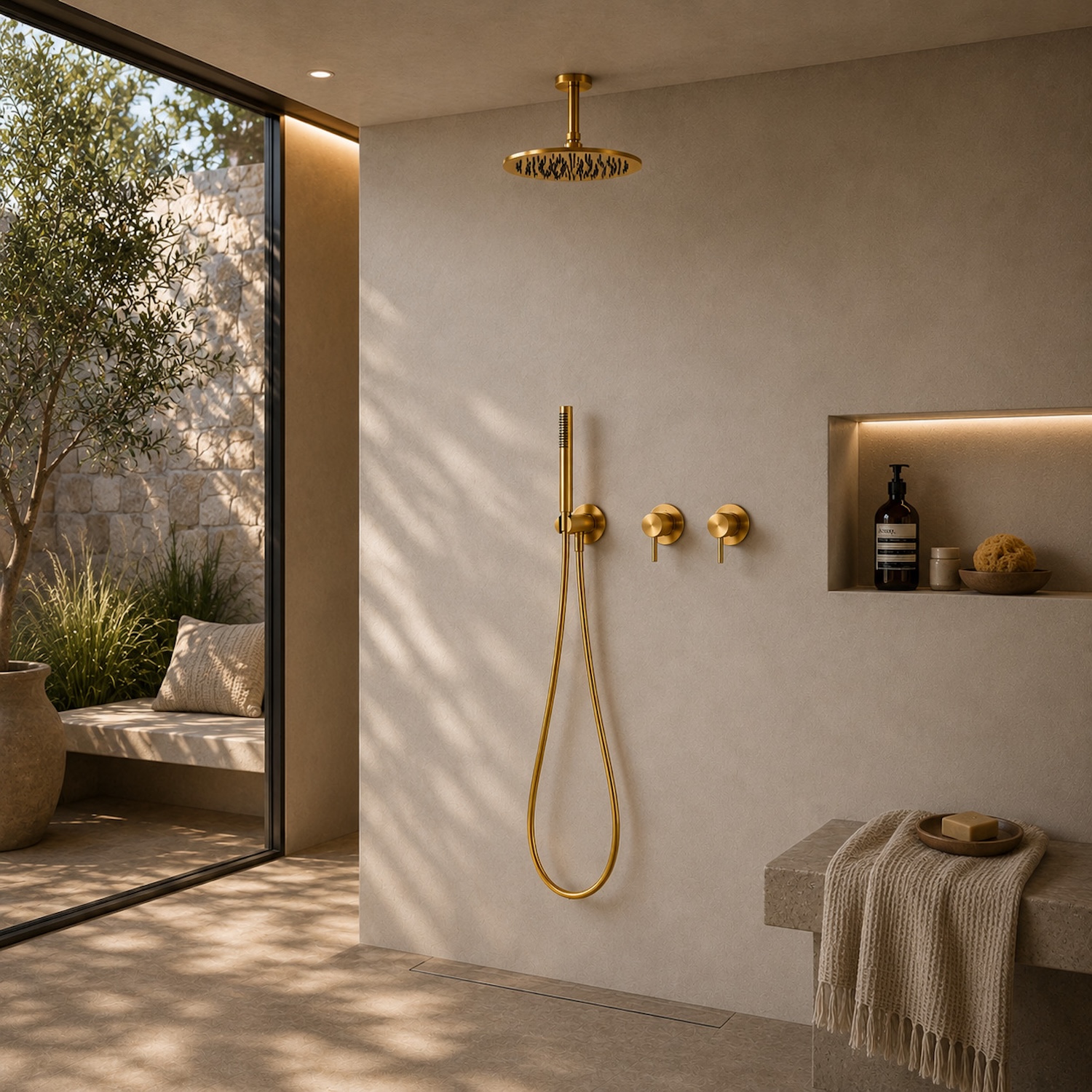 KIT-DOCCIA-SOFFITTO-CORTO-25-ORO-ambientata KIT-DOCCIA-SOFFITTO-CORTO-25-ORO