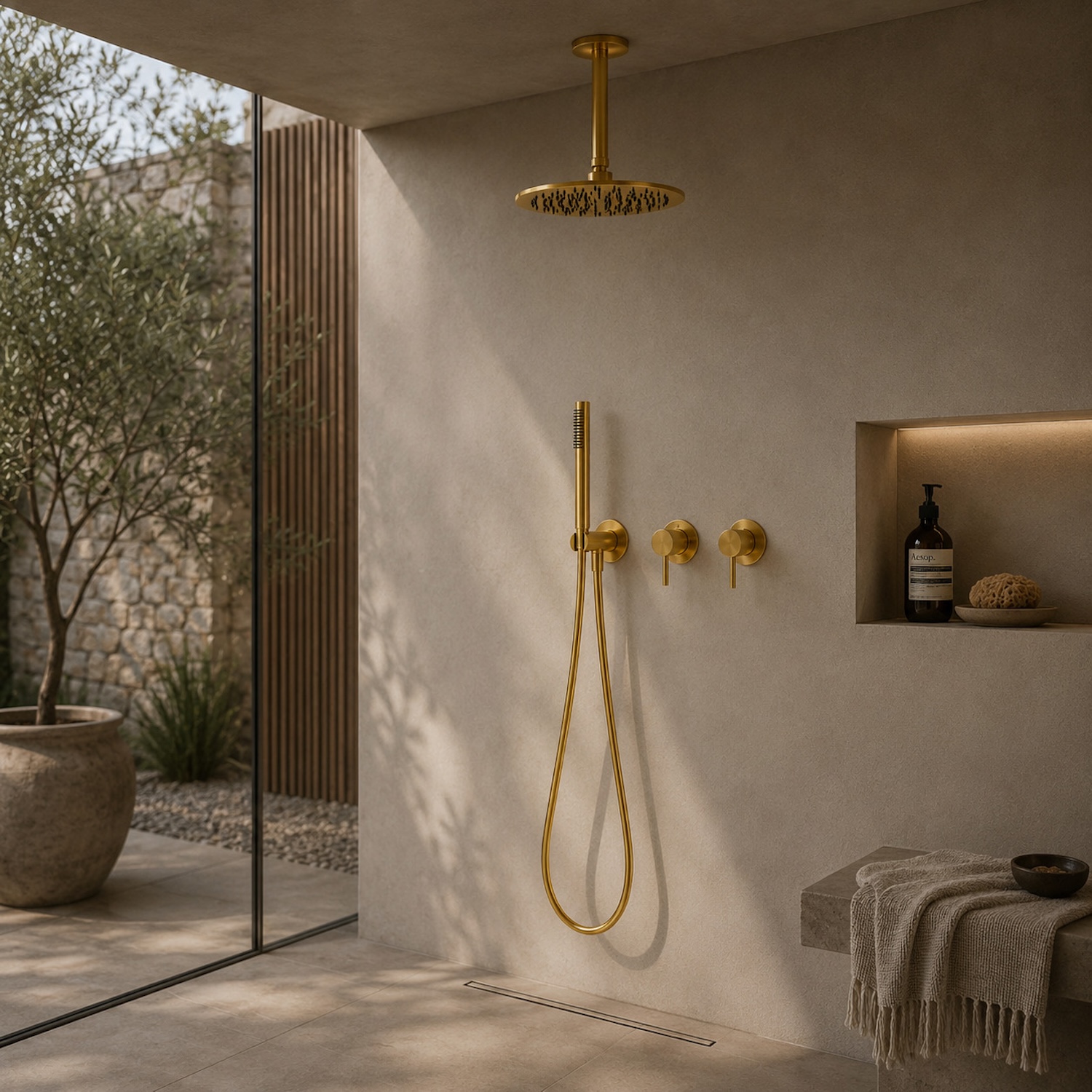 KIT-DOCCIA-SOFFITTO-LUNGO-30-ORO-ambientata KIT-DOCCIA-SOFFITTO-LUNGO-30-ORO