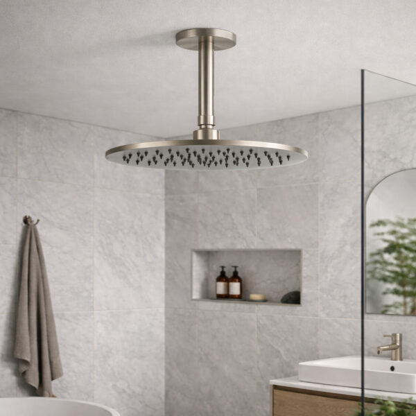 Ceiling Shower Head Kit with 25cm Stainless Steel 316L Arm in Gun Metal Finish