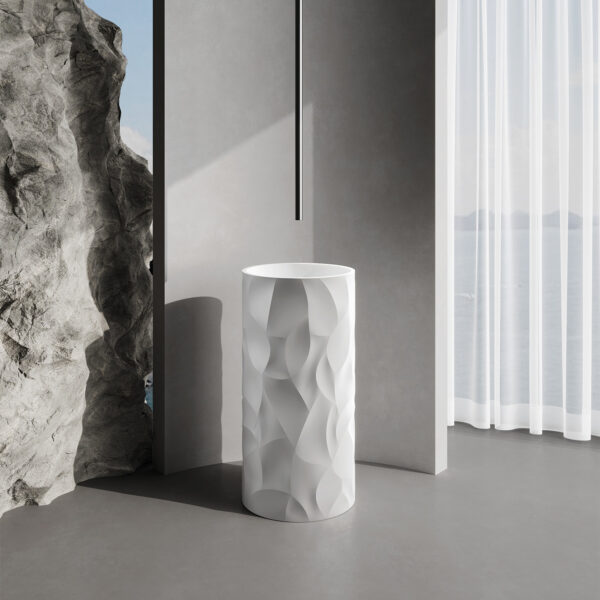 Free-Standing White High-Resistance Resin Sink 90cm Width for Indoor and Outdoor Use