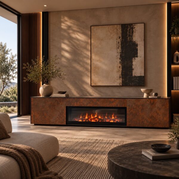 74 cm Sideboard with Holographic Electric Fireplace and Water-Based Flame Effect