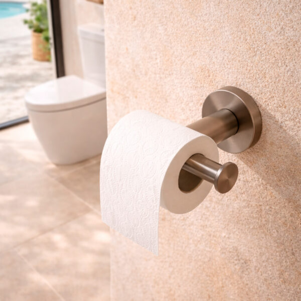 Stainless Steel Satin Toilet Paper Holder with Durable Structure and Elegant Design for Bathroom
