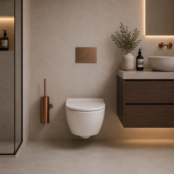 Wall-Mounted Pink Gold Stainless Steel Toilet Brush Holder for Modern Indoor and Outdoor Bathrooms - SINED