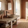 RUBINETTO LAVABO LEVANTE ALTO NERO Ambientata 100x100