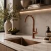 RUBINETTO LAVELLO LEVANTE ALTO ORO ROSA Ambientata 1 100x100