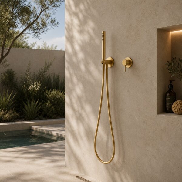 LEVANTE Kit doccino a muro oro in acciaio inox 316L per docce esterne e bagno moderno SINED