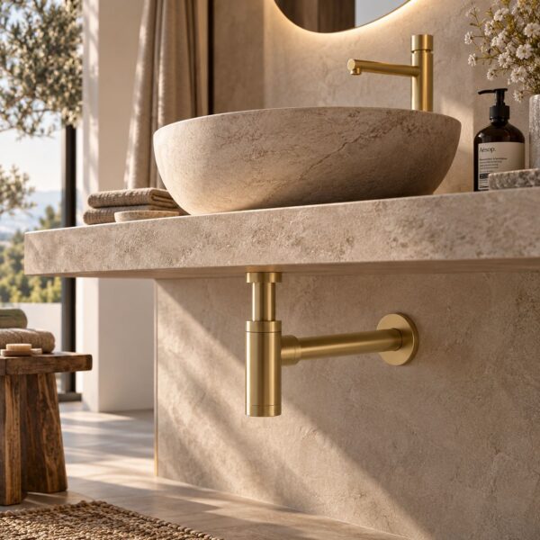 Gold PVD-Finished 316L Stainless Steel Basin Drain Siphon